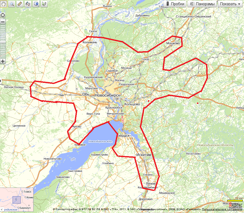 Новосибирская агломерация карта